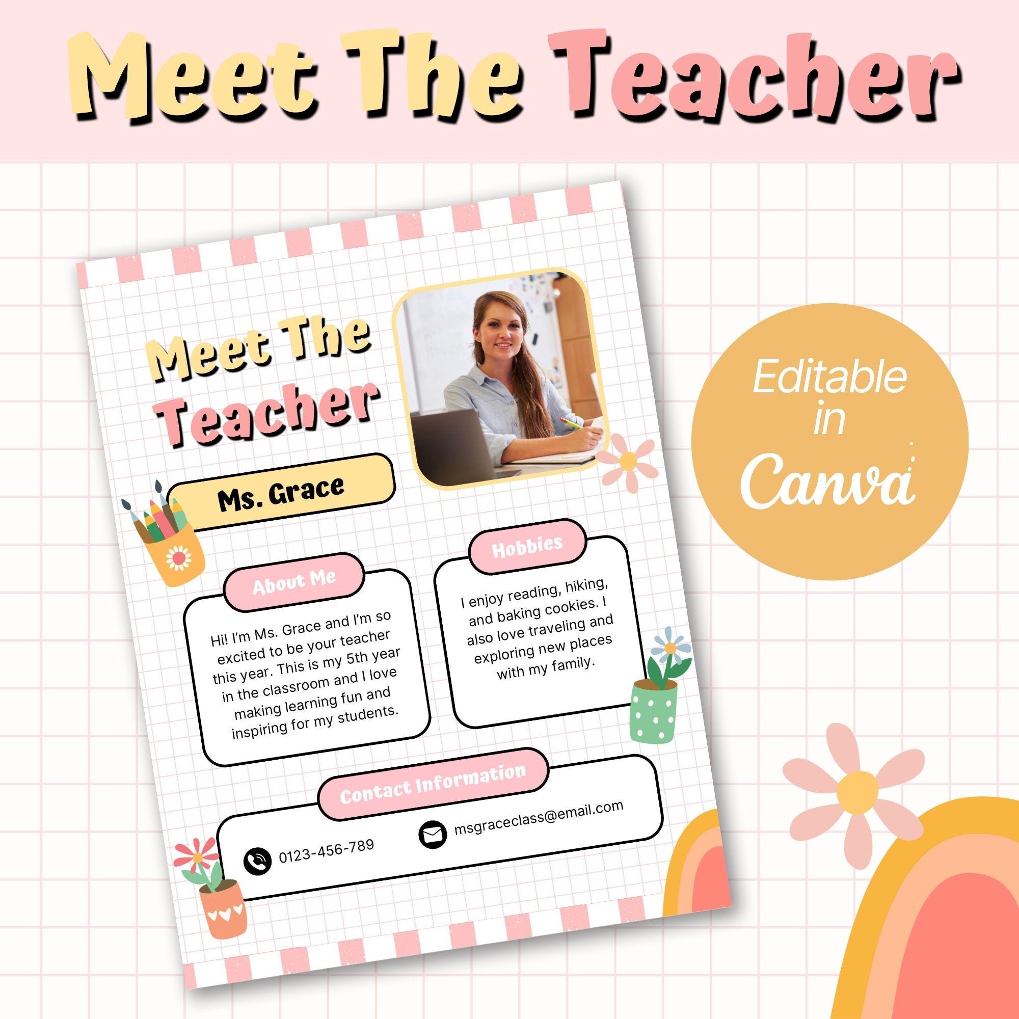 Editable Meet the Teacher Template: Back to School Printable (canva ...