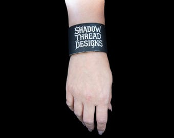 Leather Shadow Thread Designs Cuff Bracelet