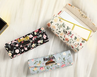 Lipstick Organizer,Floral Lipstick Case,  Lipstick Holder with name,Personalized Floral Lipstick Box,Gift foe her