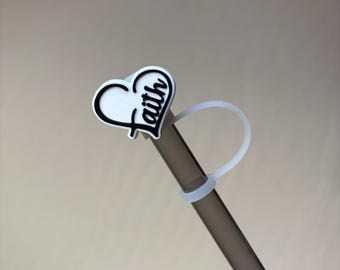 Accesorio para vaso con pajita de PVC con forma de corazón de fe