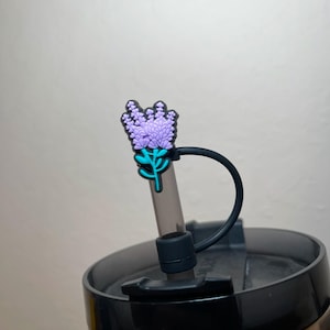Lavender Flower Purple PVC straw topper straw cover straw buddy tumbler accessory