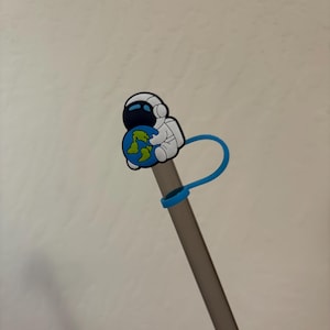 Little Astronaut Astro Galaxy Earth PVC straw topper straw cover straw buddy tumbler accessory