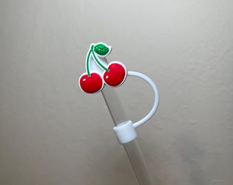 Accesorio para vaso con pajita de PVC con forma de cerezas