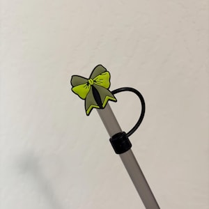 Green Coquette Bow PVC straw topper straw cover straw buddy tumbler accessory