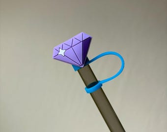 Purple Twinkling Diamond PVC straw topper straw cover straw buddy tumbler accessory