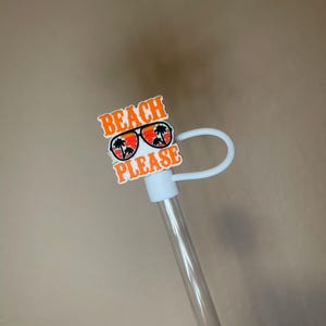 Beach Please Summer Vibes PVC straw topper straw cover straw buddy tumbler accessory