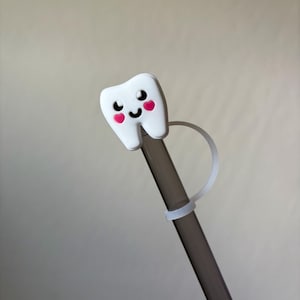 Smiling Tooth Dentist Dental Assistant Doctor PVC straw topper straw cover straw buddy tumbler accessory
