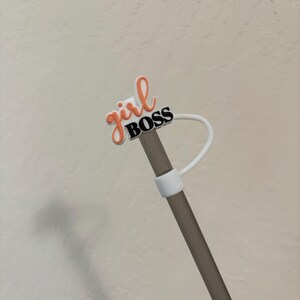 Girl Boss Girl Power PVC straw topper straw cover straw buddy tumbler accessory