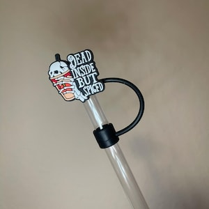 Dead Inside But Spiced Skeleton Coffee PVC ストロー トッパー ストロー カバー ストロー バディ タンブラー アクセサリー