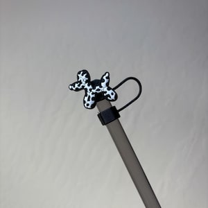 Black and White Polka Dot Balloon Dog PVC straw topper straw cover straw buddy tumbler accessory