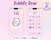 Bubble Bear Aesthetic Icon Pack for iOS, Android & Tablet, Wallpapers, Widgets