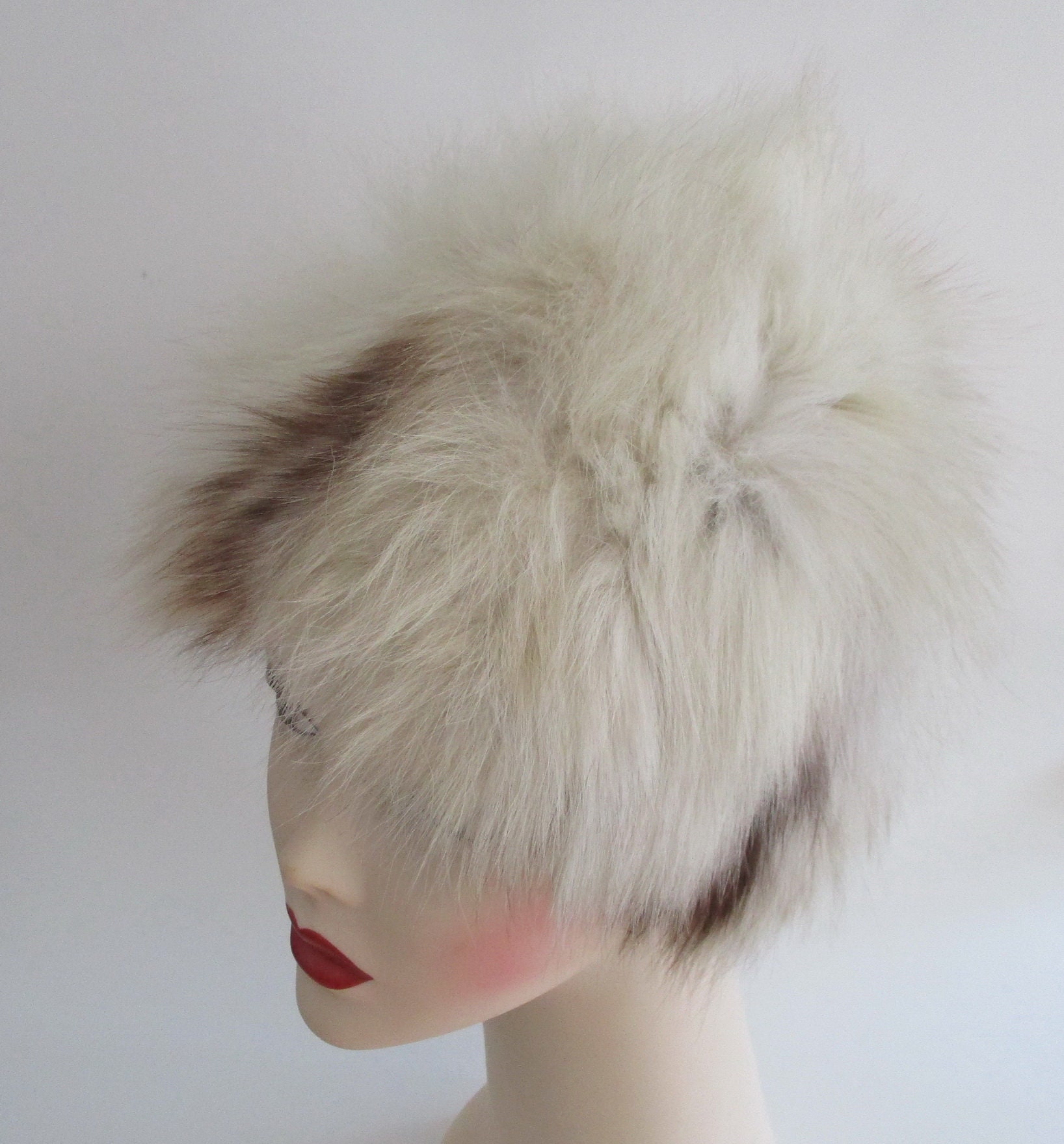 Real Fur hat 22 inch head circumference. Vintage Vintage Fox Fur Hat Tam 22 1/4 main image 3