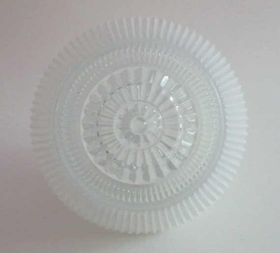 Vintage Glass Ceiling Light Cover Ribbed White Glass Shade 3 In Opening 5 75 In Top To Bottom Approx 6 In Dia At Widest