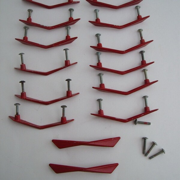 VINTAGE 1960s Vintage Red Metal Cabinet Handles 4.25 in. long