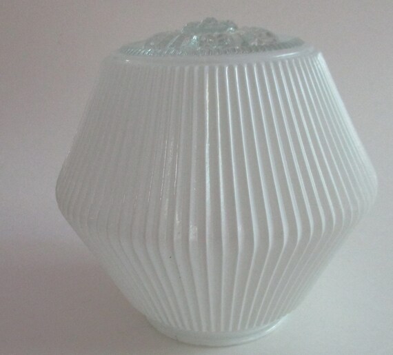 Vintage Glass Ceiling Light Cover Ribbed White Glass Shade 3 Etsy