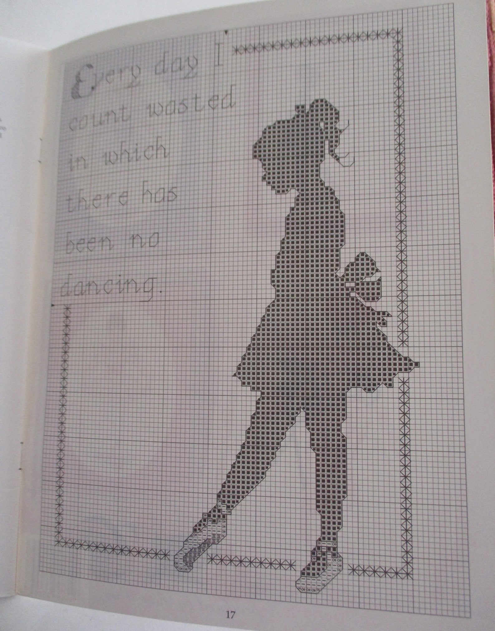 1992 ballet cross stitch booklet, 8 ballet designs counted x stitch charts, 17 pgs, american school of needlework 3604, by conn