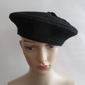 Liz Claiborne Beret With Tassel, 100% Wool, Black, Vintage 