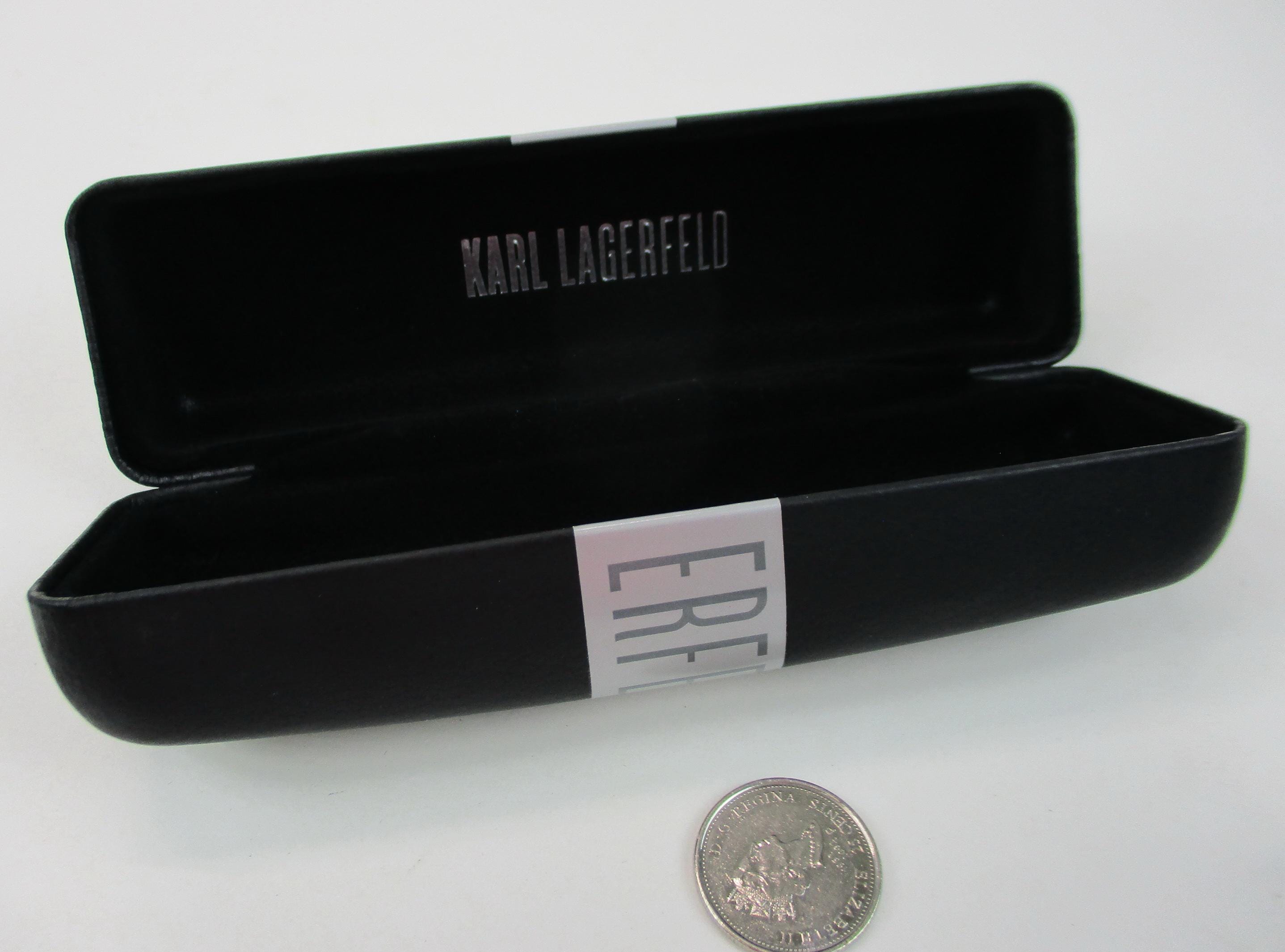 Vtg KARL LAGERFELD Eyeglasses CASE Only, Black W Silver Band  display picture 1