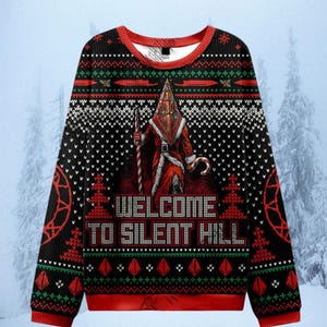 Pyramid Head Ugly Christmas Sweater, Horror Video Game Xmas Sweatshirt, Gamer Gift for Men Women