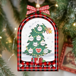 Family Christmas Ornament, Christmas Tree Ornament with Family Names, Christmas Tree Name Ornament 2025, Personalized Family Name Ornament