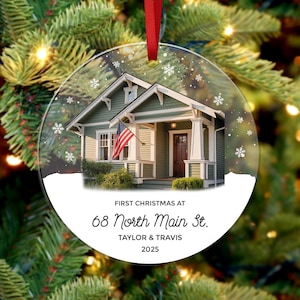 New Home Ornament, New Home Christmas Ornament, New House Photo Ornament, House Address Ornament, Housewarming Gift, Realtor Client Gift