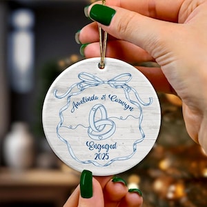First Christmas Engaged Ornament, Personalized Engagement Gift for Couples, Custom Engagement Christmas Keepsake, Engaged Christmas Ornament