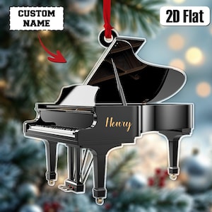 Customized Name Many Type Piano Shaped Acrylic Christmas Ornament, Perfect Gift for Musician, 2D Flat Christmas Decor, 2025 Christmas Gift