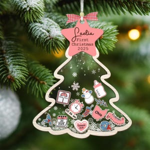 Christmas Tree Baby Shaker Ornament 2025, Personalized Baby 1st Christmas Ornament, Custom New Baby Gift, Baby Shower Gift