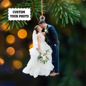 Custom Wedding Photo Personalized Name Ornament, Wedding Gift, Wedding Decor, Christmas Ornament, Flat 2D Ornament Acrylic