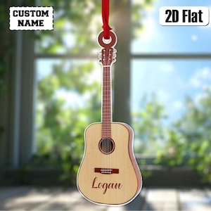 Acoustic Guitar 2D Flat Ornament, Guitar Christmas Tree Decoration, Christmas Gift for Guitarist, Guitar Player Gift, 2025 Christmas Gift