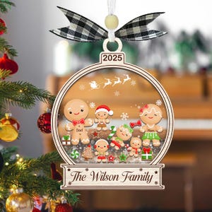 Personalized Gingerbread With Hat Family Christmas Ornament, Custom Family Ornament 2025, Customized Cookie Ornament Gift for Christmas
