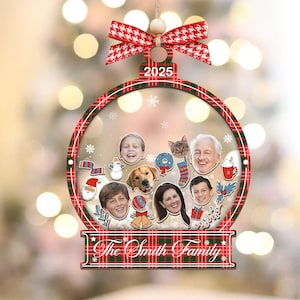 Family Shaker Ornament, Personalized Face Family Shake Ornament, Family Shake Ornament, Family Ornament, Gift for Family, Christmas Gift