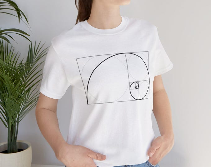 Sacred Geometry Phi Spiral Art Tee - Unisex Short Sleeve Tee, Fibonacci Spiral T-Shirt, Geometry Lover Gift, Science Apparel, Nerdy Fashion