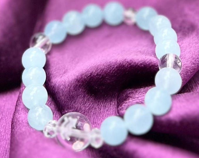 Crystal Bracelet Age of Air Aquarius Symbol Good Luck Bracelet (Custom Made)