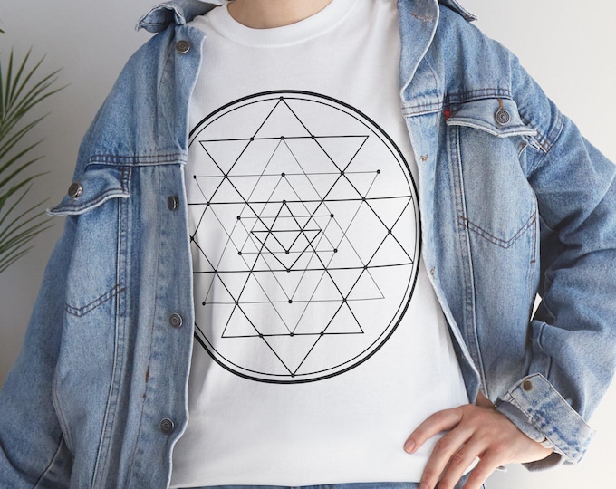 Geometric Mandala Tee, Unisex Cotton Shirt, Boho Style T-Shirt, Spiritual Gift, Minimalist Fashion, Everyday Wear