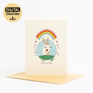 Digital Easter Card | Printable Easter Greeting Card | Cute Easter Bunny Card | Instant Download | Easter Gift for Friends & Family