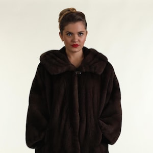 Women’s Brown Mink Fur Cape Hooded Brewsd