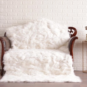 White Fox Fur Blanket