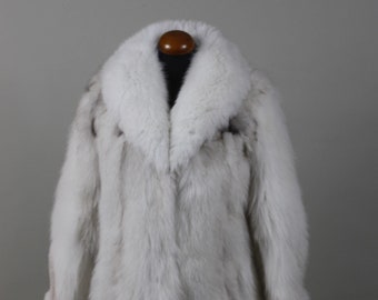 高級ブルーフォックスファーコート、フルペル、大きなフード、ギリシャ