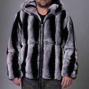 Rex Rabbit Fur Coat Bomber  Hooded
