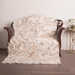 Golden Chevron  Fox Fur Blanket Her