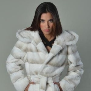 Luxurious Rex Rabbit Fur Coat  Hooded