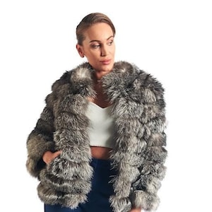 Gray Fox Coat | Fur Jacket | Waist Length