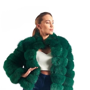 Green Fox Coat | Fur Jacket | Waist Length