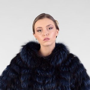Blue Raccoon Fur Coat Hewsdg