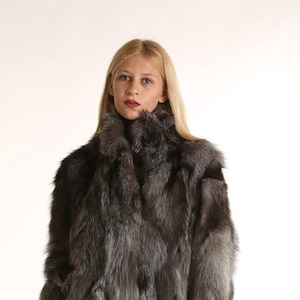 Blue Frost Fox Coat | Fur Jacket |Mid Length