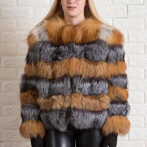 Jacke aus Rot- und Silberfuchs