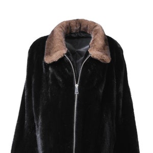 Mens Black Mink Fur jacket With mahogany Mink collar