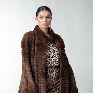 Women’s Brown Sheared Mink Fur Coat salaminop