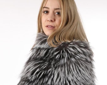 高級シルバーフォックスファーコート、ホールスキン、オーダーメイド